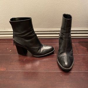 Zara Black Leather Ankle Boots